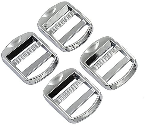 DGOL 10 pcs 1 inch Strong Heavy Shinning Zinc Alloy Ladder Lock Slider Adjustable Webbing Strap Release Buckles (Silver)