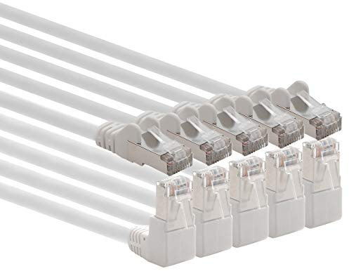 1aTTack.de - Cable de red Cat6 Cat 6 en ángulo de 90 grados SFTP PIMF 1000 Mbits RJ-45-5 piezas blanco 5m