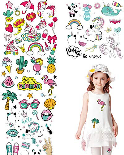 Kids Iron on Patches Appliques Stickers Summer Travel Series Cartoon Heat Transfer Stickers for Clothing, Jeans, Bag, Shoes,T-Shirt with A-Level Washable DIY 4PCS 60+ Patterns