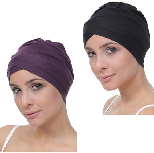 Deresina Headwear W Bonnet Chimio Femme, Coiffe en Bambou pour Perte de Cheveux, Turban chimiotherapie, Bonnet de Nuit Respirant, Turban Moderne pour Tous Les Jours (x Multicolour 7)