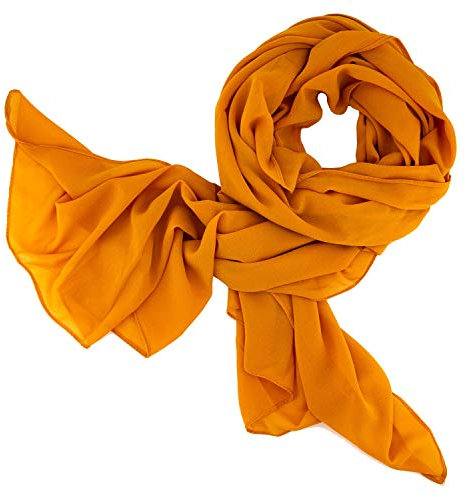 DOLCE ABBRACCIO by RiemTEX Schal Damen SWEET LOVE Stola Chiffon Tuch in 30 Unifarben Schals und Tücher Halstücher XXL Chiffontücher in Ocker Gelb Halstuch für jede Jahreszeit (Ocker)