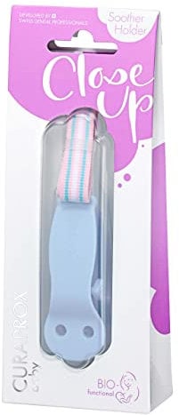 CURAPROX Baby Schnullerkette mit Clip, Schnullerband Stoff, Schnullerhalter, Pacifier holder with clip, BPA-frei, blau, 1 Stück, 10 g