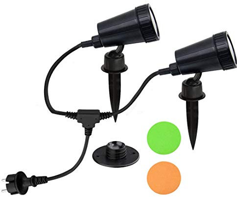 Trango 2-flammig IP44 Gartenstrahler 3077 Außenleuchte incl. je 1x GU10 LED Leuchtmittel & 2 Meter Zuleitungskabel Teichlampe, Gartenleuchte, Außenlampe, Wegbeleuchtung