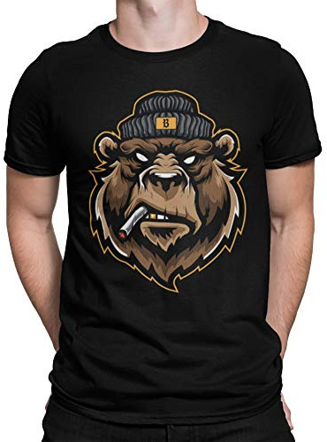 Herren Shirt Gangster Bear Bären Stark Hardcore Rock T Shirt Männer rockige Kleidung Kurzarm Gothic Biker Rundhals Oberteil Unisex Vintage Grunge Clothes Schwarz S-5XL… (Schwarz, XXXL)
