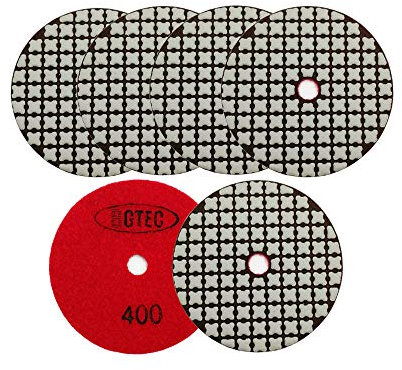 BGTEC 100 mm Trockendiamant-Polierpads Satz 6 Stück Körnung 400 Pads Kit für Granit Marmor Stein Quarz Fliesen Betonboden Kanten Polieren der Arbeitsplatte