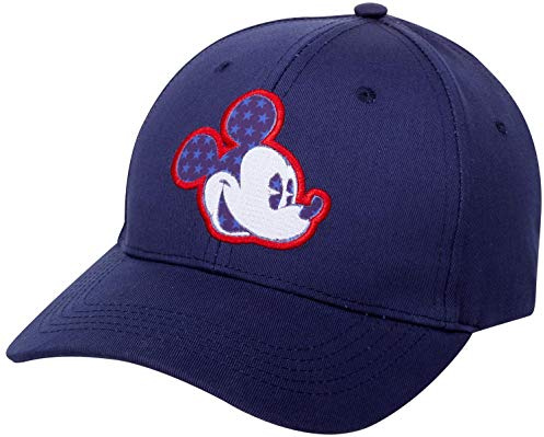 Disney Men's Baseball Cap Mickey Mouse Curved Brim Snap-Back Hat, Mickey Blue