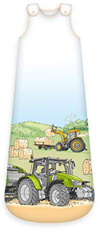 Herding Baby Best Baby-Schlafsack, Traktor, 110 cm, Seitlich umlaufender Reißverschluss und Druckknöpfe, Mehrfarbig