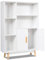 GIANTEX Kommode weiß, Sideboard Wohnzimmerschrank aus Holz, 5 Fächer & 2 Türen, Beistellschrank Anrichte Highboard für Badezimmer Küche Flur