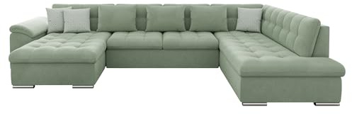 Mirjan24 Eckcouch Ecksofa Niko Bis, Design Sofa Couch mit Schlaffunktion und Bettkasten U-Sofa Farbauswahl Wohnlandschaft vom Hersteller (Ecksofa Links, Uttario Ve. 2954 + Uttario Ve. 2954 + Evo 29)
