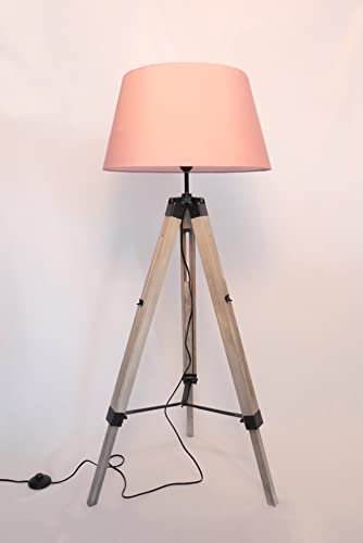 MaxxHome lampadaire Lilly – Lampadaire sur pied pour salon – Trépied au style scandinave moderne – Lampe sur pied pour intérieur – Rose