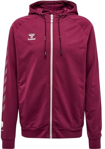 hummel Unisex Hmlmove Grid Cotton Zip Hoodie Hooded Sweatshirt, Grape Wine, XXL EU