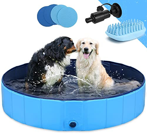 GoStock Piscine Pliable pour Chiens Animaux de Compagnie et Enfants Baignoire Bassin de Baignade Pataugeoire Portable en PVC Antidérapant Tub de Chien et Chat Piscine d’Enfant et de Chien 140x30