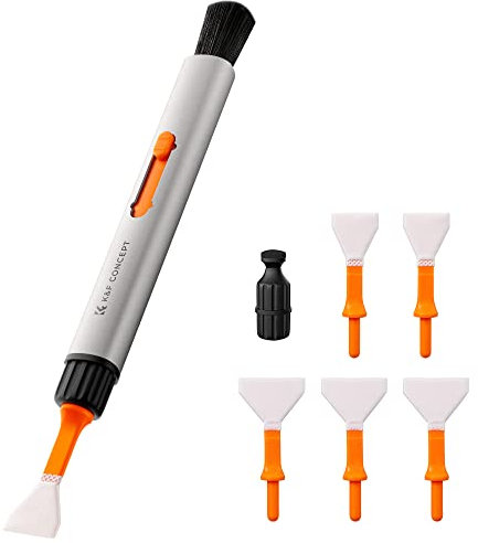 K&F Concept® Multifunctional Lens Cleaning Pen, Replaceable Pen Tip with Cleaning Brush+Carbon Tip*2+APS-C Sensor Swab*2+Full-Frame Sensor Swab*4 for Camera Filters Telescope Drone AR VR Tablet
