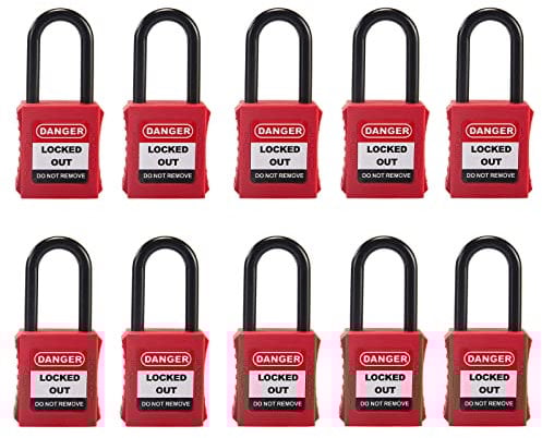 HOLULO Sicherheitsverriegelungs-Vorhängeschloss, Sicherheitsvorhängeschloss, 10 Stück Verriegelungs-Tagout-Sicherheitsvorhängeschloss, verschiedene Schlüssel
