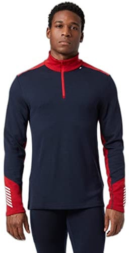 Helly Hansen Mens Lifa Merino Midweight 1/2 Zip Baselayer Jacket, Navy, M EU