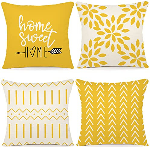 YCOLL Kissenbezüge 4er Set Kissenbezüge leinen Kissenbezug Dekokissen Kissenbezüge für Sofa Gartenbett Couch Kissen 60x60cm (4er Set)