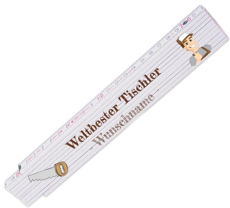 Zollstock – Weltbester Tischler - personalisiert mit Namen - Glieder-Maßstab mit Wunsch-Namen - Meterstab individuell bedruckt