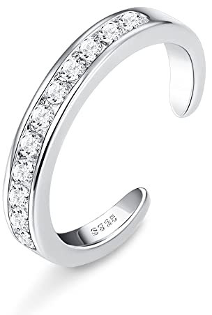 JeryWe Zehenring Silber 925 Damen Hypoallergen - Einstellbar Silber Zehenring Damen Blume CZ Opal Band Zehenringe Sommer Strand Geöffnet Zehenringe Wasserfest Fußschmuck CZ