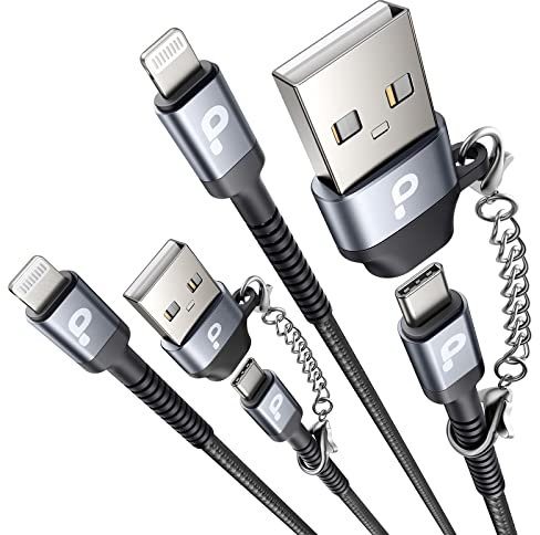 USB Type C to Lightning Cable Fast Charging, [Apple MFi Certified] 2Pack 6ft iPhone Charger Cable Long Charging Cord for iPhone 14/13/12/11 Pro Max and USB C Female to USB A Male Adapter with Keychain