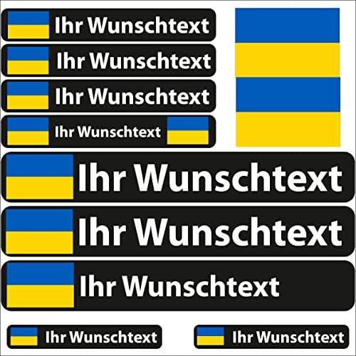 INDIGOS UG Fahrrad Aufkleber Ukraine - 13 Fahnenaufkleber glatt - Sticker selbst gestalten - Fahrrad - Auto - Motorrad - Namensaufkleber wasserfest personalisiert - Wunschtext