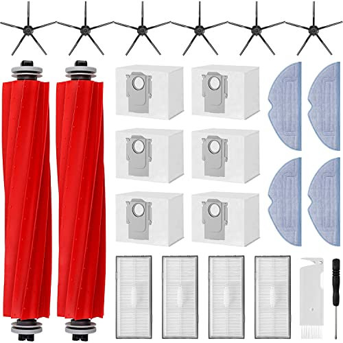 Zubehörset für Roborock S7 Pro Ultra/ S7 Max Ultra/S7 MaxV Ultra, oGoDeal 6*Staubbeutel 2*Main Rollbürste 6*Seitenbürsten 4*Filter 4*Mopp Wischtücher 1*Bürste, Saugroboter Ersatzteile Zubehör