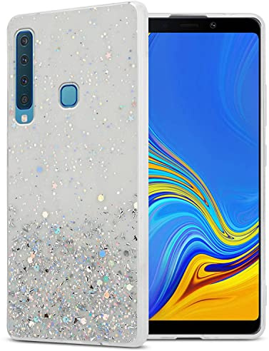 Cadorabo Hülle kompatibel mit Samsung Galaxy A9 2018 Rundumschutz TPU Silikon Case Mädchen Glitzer Strass Design Slim Kratzfest Weiche Gummi Bling Schutzhülle für Samsung Galaxy A9 2018 in Transparent