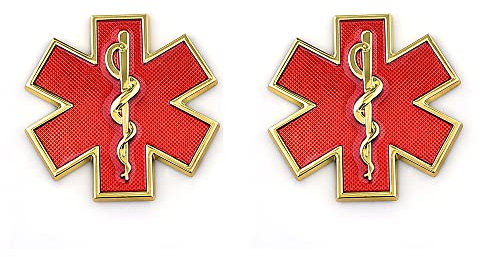 Star of Life Metall Emblem Fender Emblem Badge Selbstklebend für Autoaufkleber Auto Motorrad (Rot)