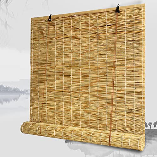 Tenda a Rullo in Bambù Intrecciato a Mano,Avvolgibile Bamboo,Cortina di Bambù Traspiranti,Tapparella Avvolgibile Bambù,Tasso di Ombreggiatura del 70%,per Esterni/Interni (100x100cm/39x39in(WxH))