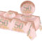 POPOYU 37Pcs Rose Gold 50th Birthday Tableware Set,Happy Birthday Party Dinnerware Set,Rose Gold Paper Plates 9 Inch Napkins Table Cloth for Women,Her 50th birthday Gifts Party Supplies