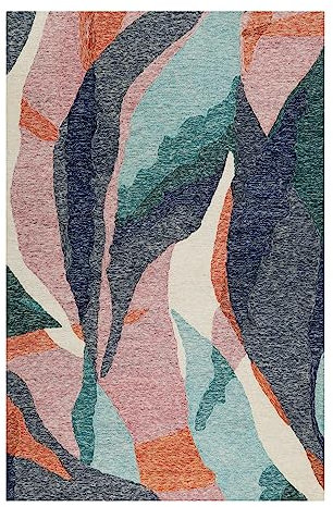 Wecon Home Moderner Esprit Kurzflor Teppich mit tollem Flair für Wohnzimmer, Schlafzimmer und Kinderzimmer – Hills (70 x 140 cm, bunt)