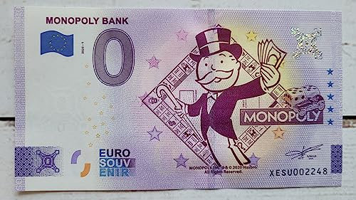Eurosouvenir 0-Euro-Schein Monopoly - Sammlerbanknote oder 0-Euro-Schein, Monopoly-Souvenir, 1x 0-Euro Schein, für Jugendliche und Erwachsene, Größer als 133 x 72 mm