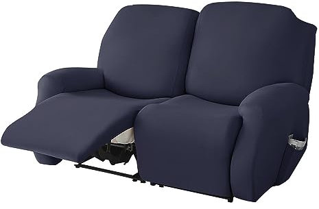 Highdi Stretchhusse für Relaxsessel Komplett Sesselschoner, Stretch Relaxsessel Bezüge - Einfarbig Elastisch Sesselbezug für Fernsehsessel Liege Sessel (Navy blau,2 Sitzer)