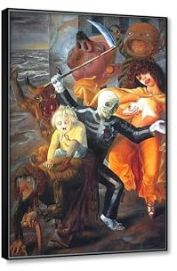 JZSDGB Otto Dix Berühmte Gemälde Kunstdruck Bild auf Leinwand-'Die sieben Todsünden'Reproduktion Poster Giclée auf Leinwand Drucken-Leinwandbilder für Heimdekoration 50x75cm(20x30in) Schwarzer Rahmen