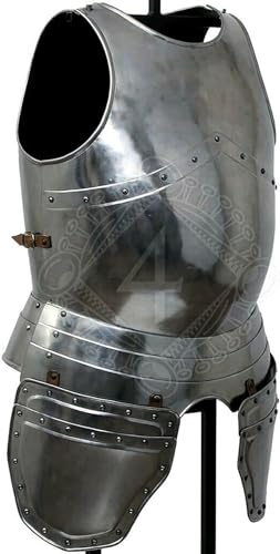 Better Buy Handicraft SCA Medieval LARP Breastplate with tassets Knight Cuirass Armor Chest Plate Silver