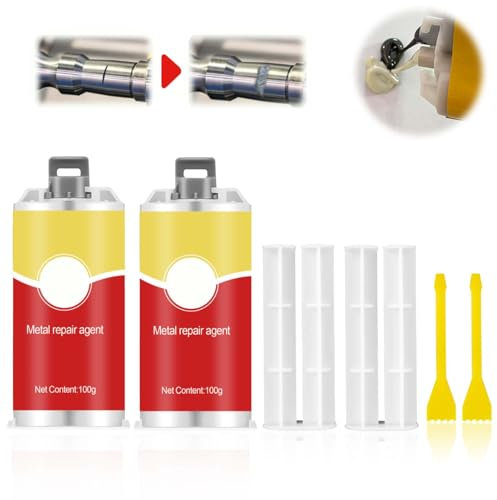 Pasta per Riparazioni Metalliche, 100g A+B Colla Bicomponente per Metallo, Metal Repair Paste, Colla AB per Riparazioni di Colate, Pasta di Riparazione in Metallo, Colla per Saldare i Metalli (2)