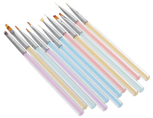 minkissy 12pcs Nail Art Brush Set Thin Liner Brush for Nail Detail Diy Art Supplies Professional Use