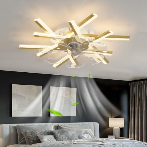 LED Ventilador de Techo con Luz Dormitorio 6 Velocidades Regulable Modern Lampara Ventilador Techo y Mando a Distancia Silencioso Reversibile DC Ceiling Fan with Light Timer APP Cocina