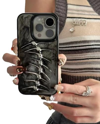 Seconddog for iPhone 11 Pro Max Case 6.5 inch,Cool Horror 3D Skeleton Fish Bone Funny Gothic Halloween Drip Glue Phone case for iPhone 11 Pro Max for Women Girls