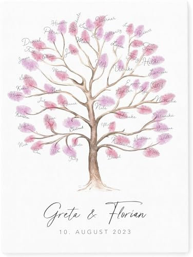 DEL MÀ Unique & Personal Leinwand Hochzeit Fingerabdruck personalisiert Hochzeitsbaum Hochzeit Gästebuch Mal Anders Alternative mit Baum für Fingerabdrücke 30x40 cm (OHNE Farbe) (Hochzeitsbaum)