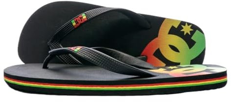DC Shoes DC Sandals Spray Rasta Flip Flops mit verstärkter Gummisohle EVO-Sohle (schwarz, Schuhgrößensystem EU, Erwachsene, Größe, Medium, 43), Schwarz , 43 EU