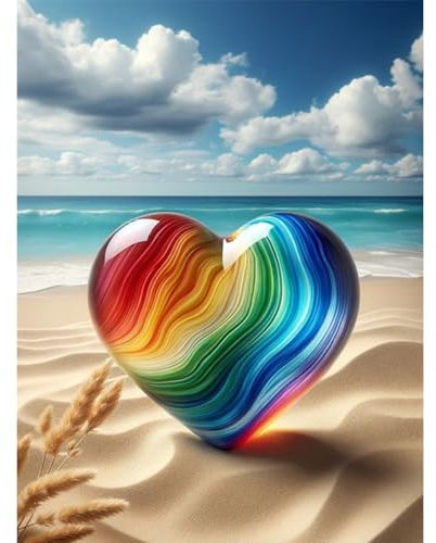 Strand Diamond Painting Erwachsene-Herz Diamant Painting Bilder Erwachsene, Liebe Diamond-Painting Arts Craft für Home Wand Decor (30x40cm)