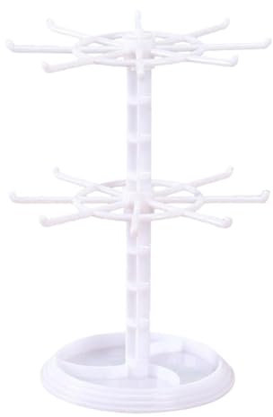 Arbre à bijoux rotatif – Porte-clés, présentoir à colliers, support rotatif à 2 niveaux, organisateur de bijoux rotatif pour économiser de l'espace, boucles d'oreilles, bracelet, support à bijoux