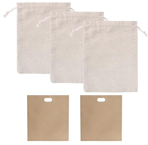 ZBHDEYG Lot de 3 sacs à pain en toile de jute, 2 sacs à pain de boulangerie, sacs à pain avec cordon de serrage, sacs à pain en lin pour pain, sacs de rangement pour baguettes