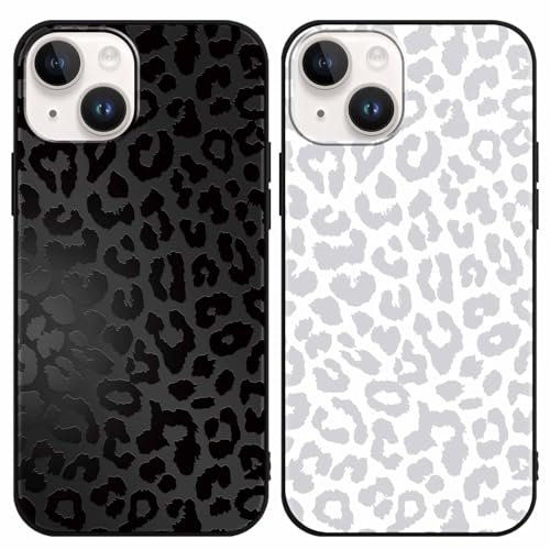 Yoedge 2 Pack Black Leopard Print Phone Case for iPhone 14/iPhone 13 6.1,Ultrathin Soft Silicone with Cheetah Aesthetics Pattern, Shockproof Bumper Protector Matte Girls Cover for iPhone 14