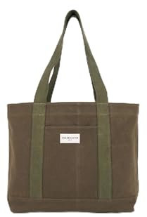 HOLZRICHTER Berlin - Shopper aus 100% Baumwolle No 4-1, Schultertasche 50x32x15cm, Einkaufstasche für Damen, Khaki