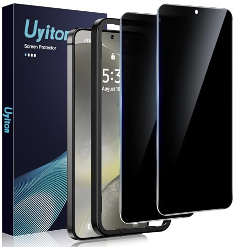 Uyiton für Samsung Galaxy S24 für Panzerglas Sichtschutz - 2 Stück 9H Härte Schutzglas Sichtschutz mit Schablone,28°Privacy Schutz,Vollständige Abdeckung Anti-Spy Panzer Schutz Glas
