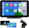 Wireless Apple CarPlay Android Auto Screen for Car, 7 HD Touch Screen Car Stereo Portable Live Navigation Car Play Mirror Link Music Video Player Siri/AirPlay/AUX/FM/Radio