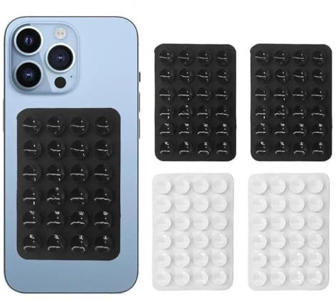 Silicone Suction Phone Case Adhesive Mount, 4 pieces Non Slip Suction Cup Phone Mount, Suction Phone Case Mount, Anti-Slip Hands-Free Mobile Accessory, for Selfies and Videos, black, white