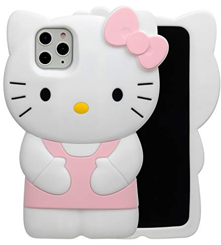 MONEHOYSY Cartoon Case for iPhone 13 Mini / 12 mini 5.4, Fashion Cute 3D Cute Kitty Kawaii Soft Silicone Animal tective Gel Shockof Gel Back Cover for Kids Women Girls Boys (Light Pink)