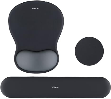 MOSISO Repose-poignet Souris & Clavier, Tapis Souris Courbé Érgonomique Anti-Dérapant Tissu Doux Mousse Mémoire Soulagement Douleur & Tape Facile Pour Maison/Bureau,Espace Gris